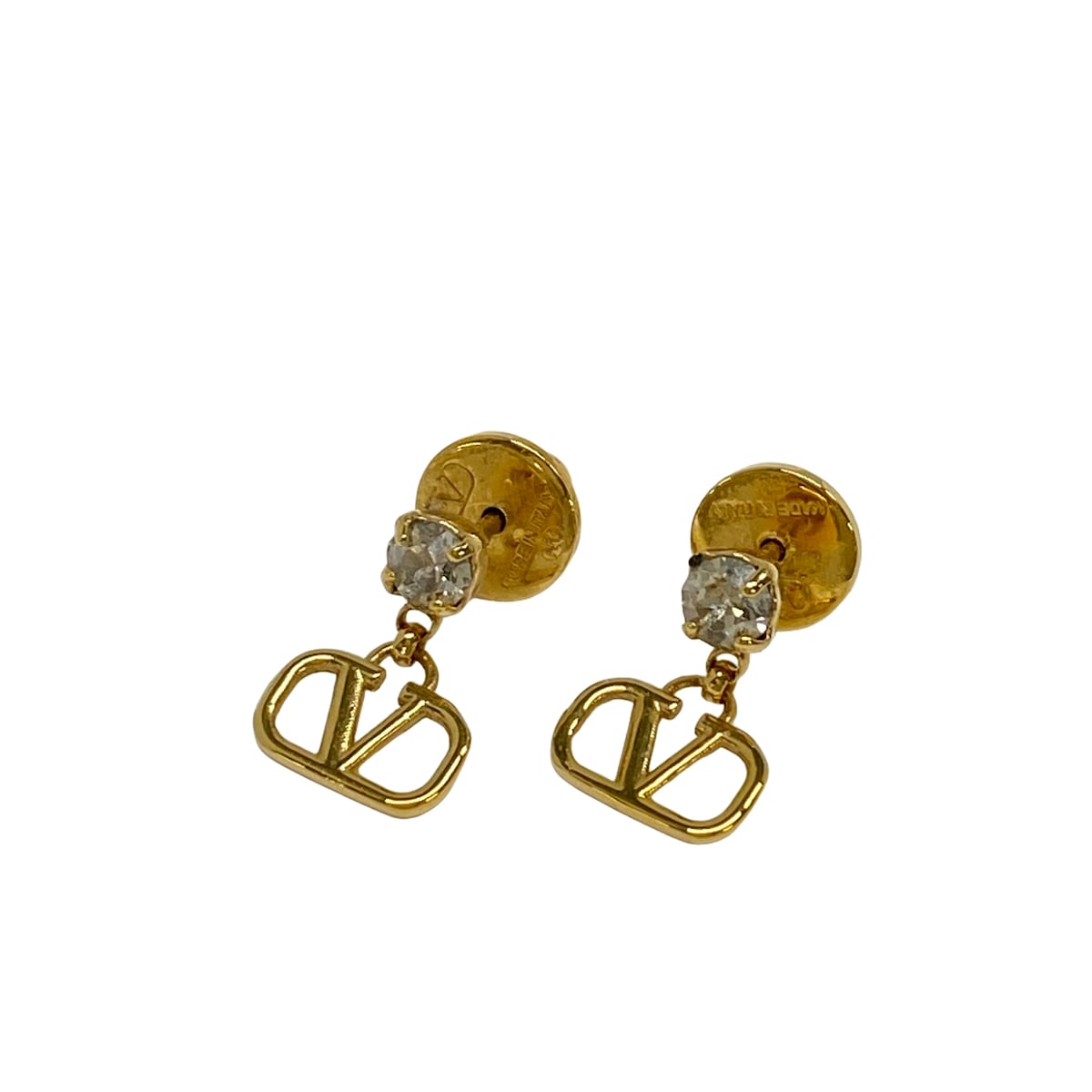 Valentino Garavani Earrings Zw2j0h29ycw Gold Clear Hardware Rhinestones